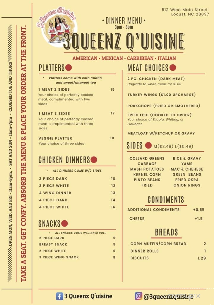 3 Queenz Q'uisine - Locust, NC menu_pic