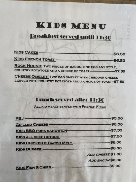 Blue Agate Cafe - Oceanside, OR menu_pic
