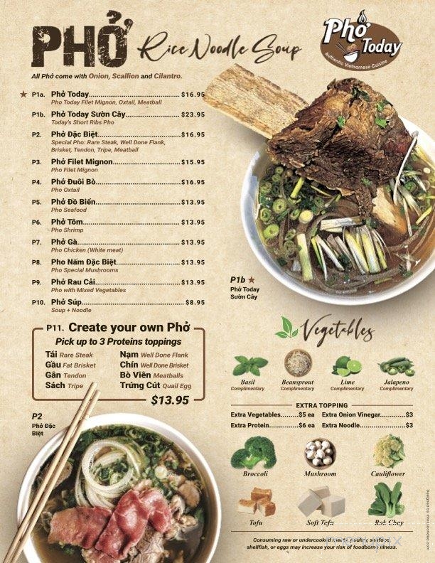 Pho Today Montgomery - Landsdale, PA menu_pic