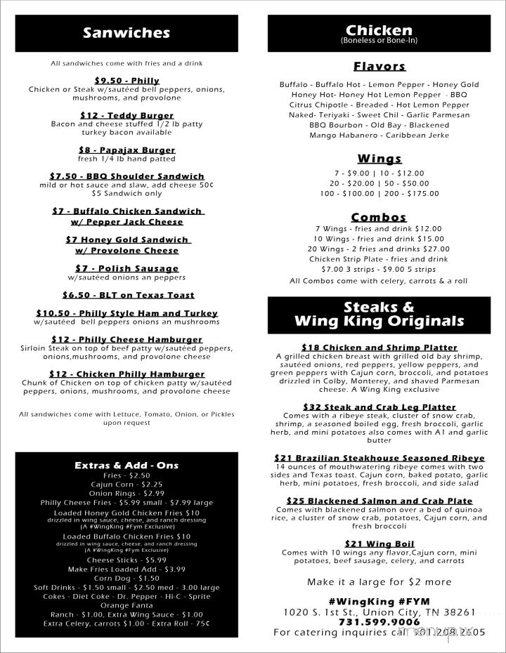 The Wing King - Union City, TN menu_pic