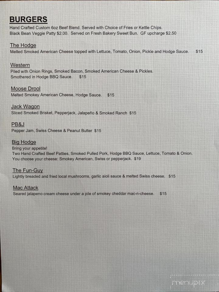 The Hodge Lodge - Center City, MN menu_pic