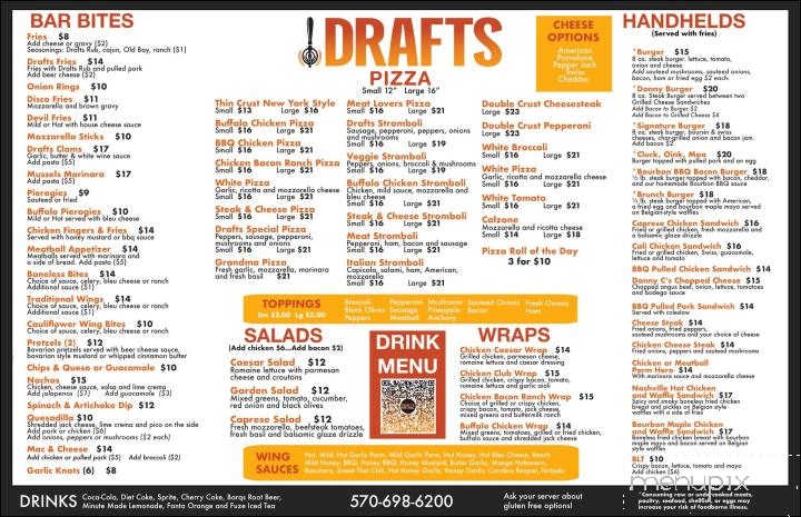 Draft's Bar & Grill - Lake Ariel, PA menu_pic