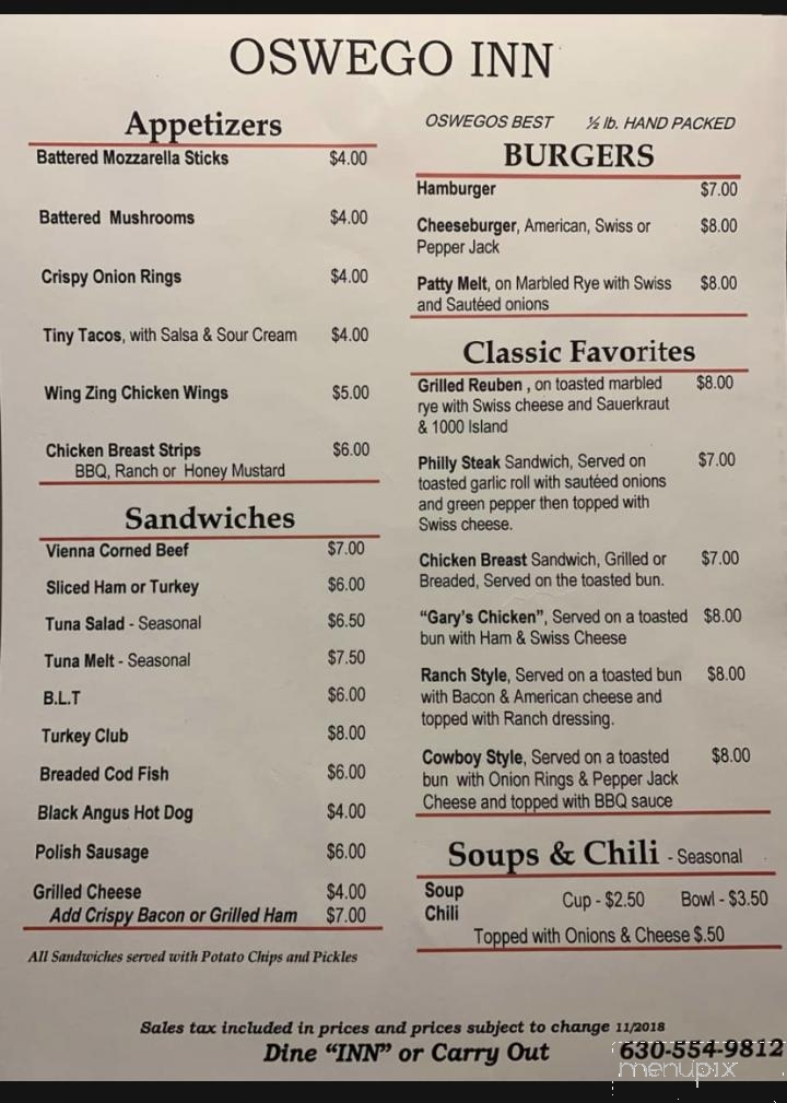 Oswego Inn - Oswego, IL menu_pic