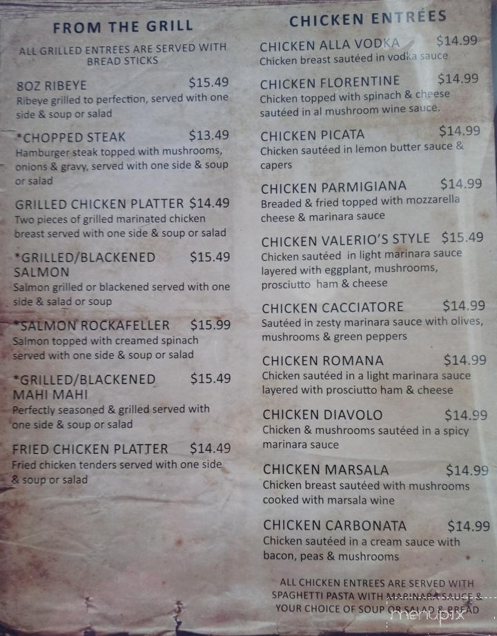 Valerio's Italian Restaurant - Burlington, NC menu_pic