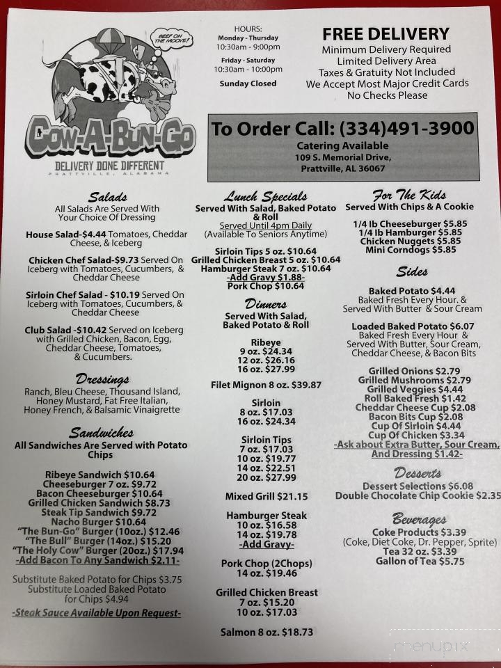Cow-a-Bun-Go - Prattville, AL menu_pic