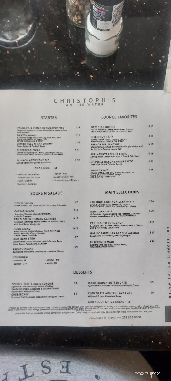Cristoph's on the Water - New Bern, NC menu_pic