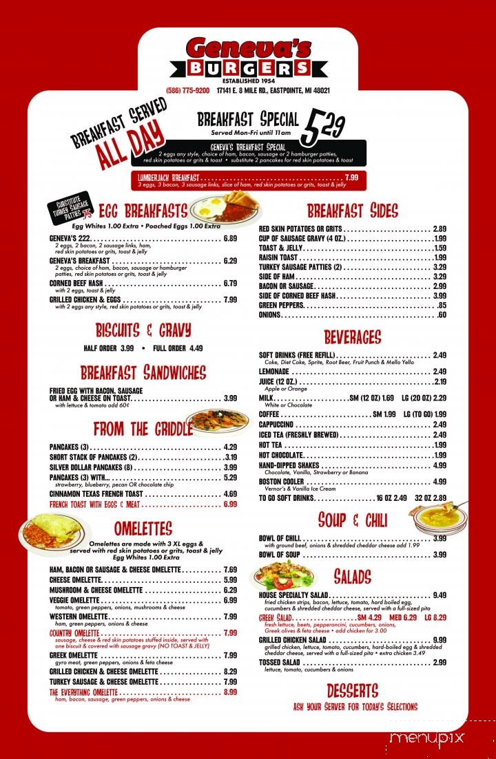 Geneva's Burgers - Eastpointe, MI menu_pic
