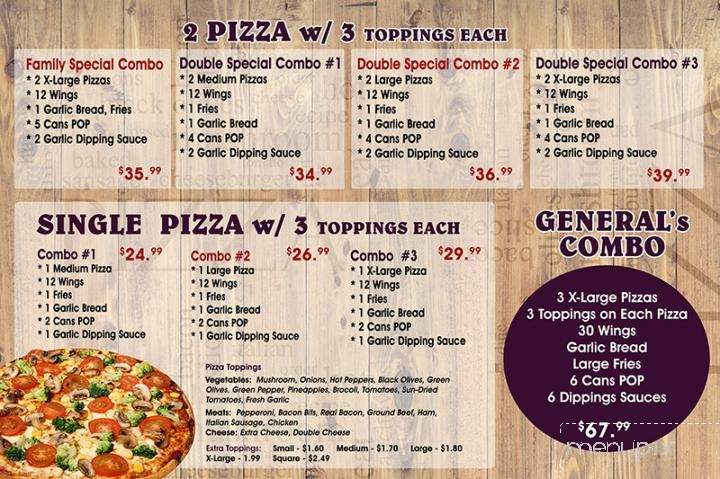 General Pizza & Wings - Hamilton, ON menu_pic