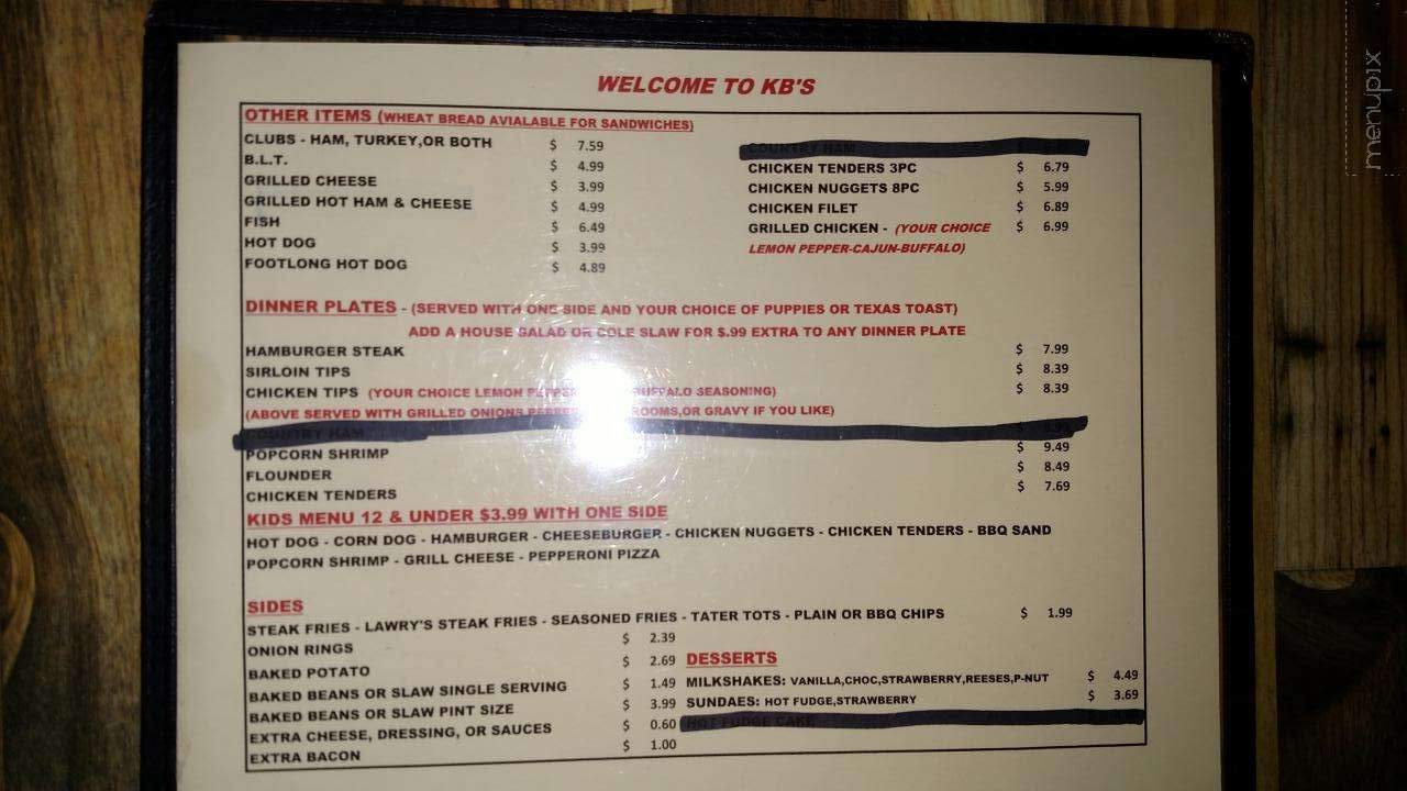 K B's Bbq & Grill - Spruce Pine, NC menu_pic