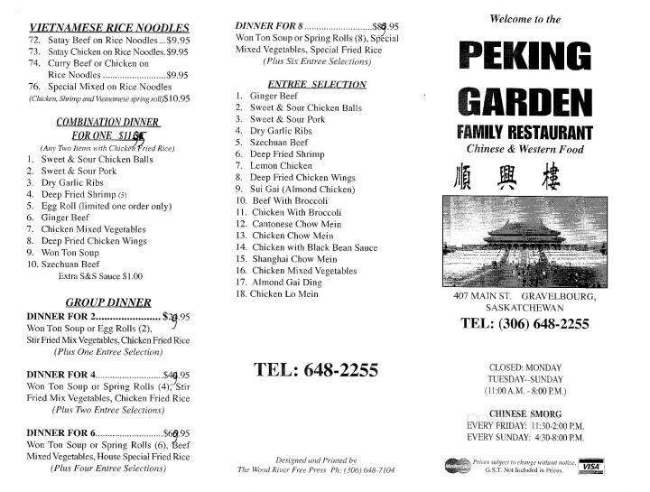 Peking Garden Family Restaurant - Gravelbourg, SK