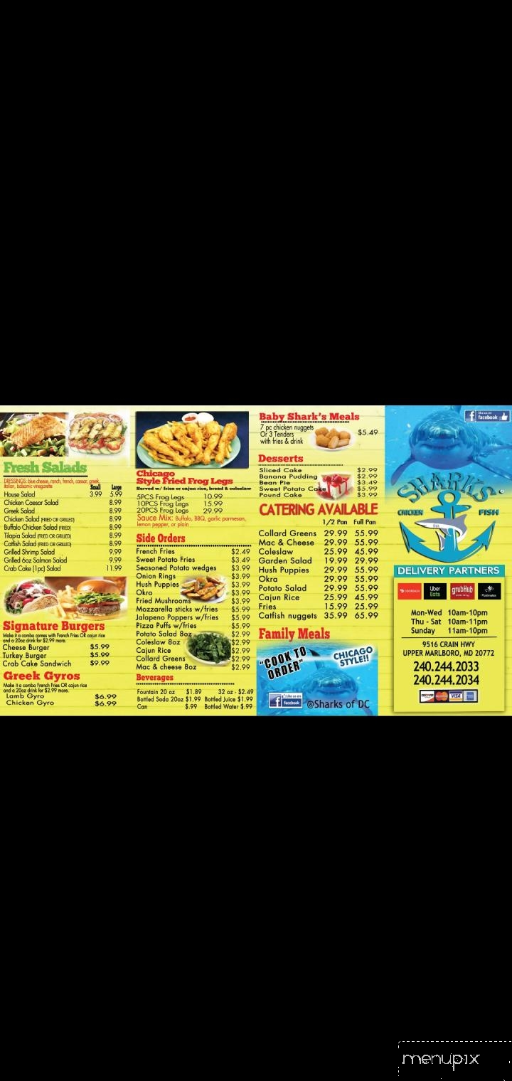 Shark's Fish and Chicken - Upper Marlboro, MD menu_pic