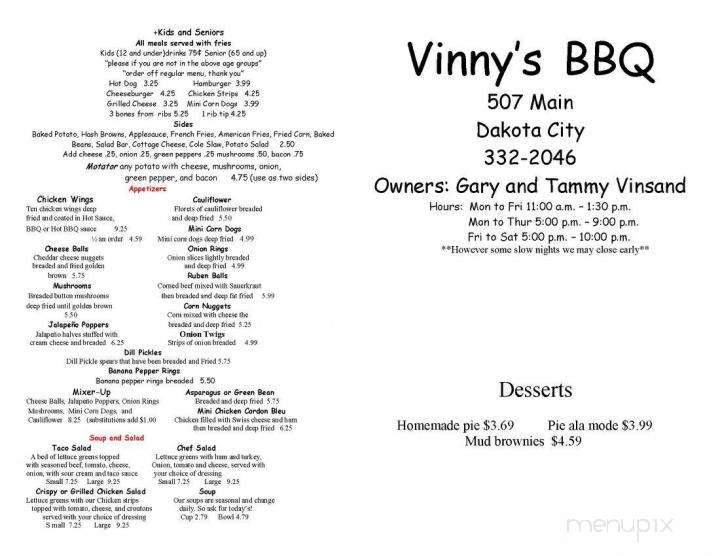 Vinny's BBQ - Dakota City, IA menu_pic