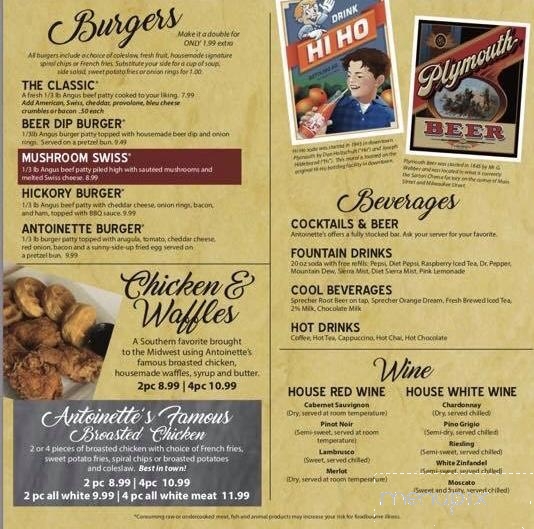 Antoinette's & Antonio's - Plymouth, WI menu_pic