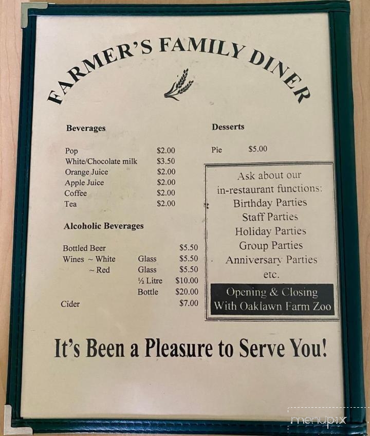 The Farmer's Family Diner - Aylesford, NS menu_pic