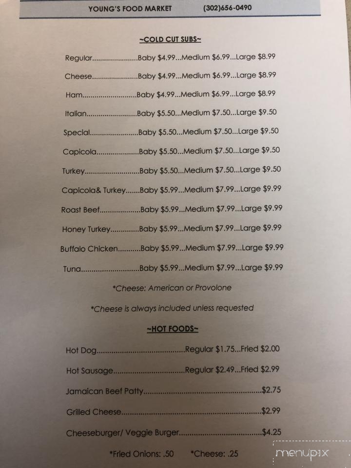 Young's Sub Shop - Wilmington, DE menu_pic
