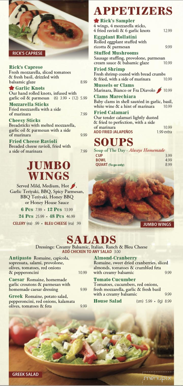 Rick's NY Style Pizza and Restaruant - Tarpon Springs, FL menu_pic