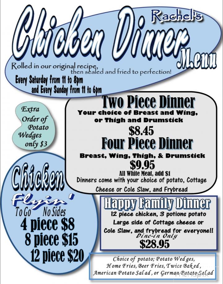 Rachel's Roadside Bar and Grill - Wittenberg, WI menu_pic