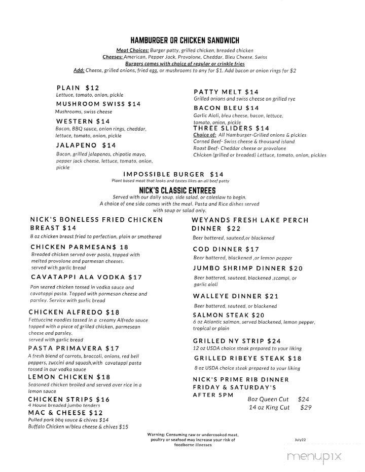 Mr Nick's - Trenton, MI menu_pic