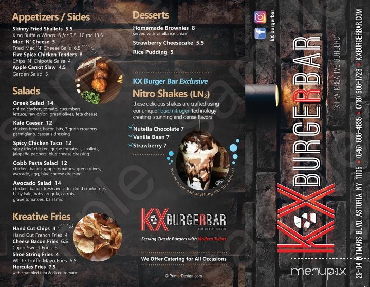 KX Burger Bar - Astoria, NY menu_pic