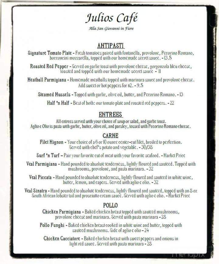 Julio's Cafe - Clarksburg, WV menu_pic