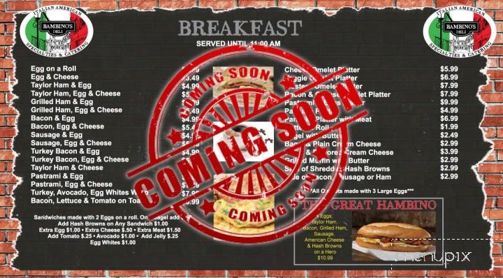 Bambino's Deli - New Milford, NJ menu_pic