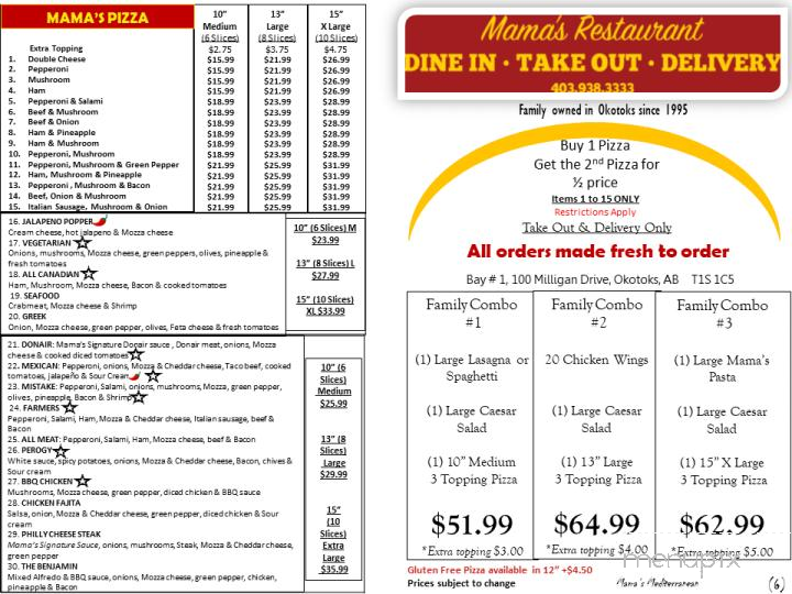 Mama's Restaurant - Okotoks, AB menu_pic