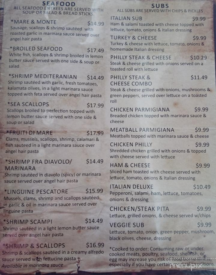 Valerio's Italian Restaurant - Burlington, NC menu_pic