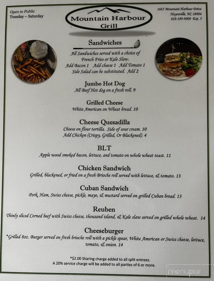 Mountain Harbour Grill - Hayesville, NC menu_pic