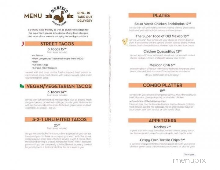 Old Mexico Traditional Cuisine - Red Deer, AB menu_pic