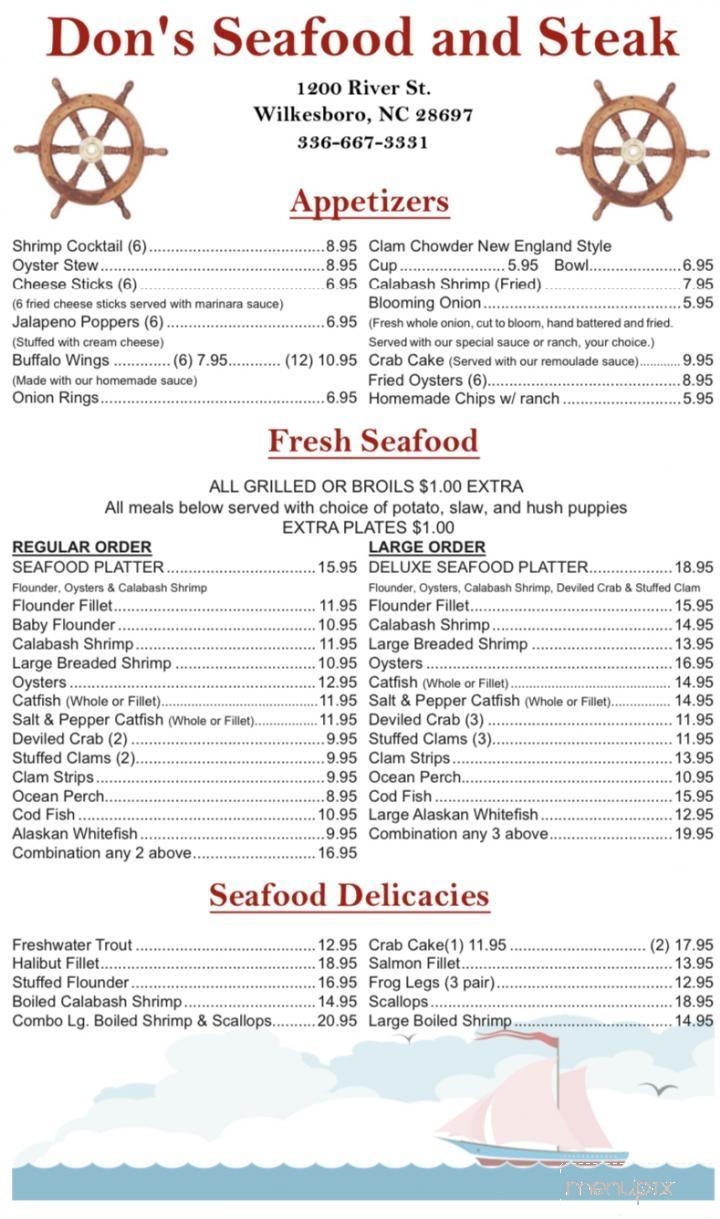 Don's Seafood & Steakhouse - Wilkesboro, NC menu_pic