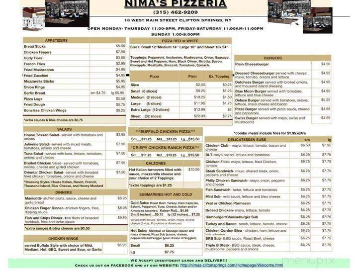 Nima's Pizzeria - Clifton Springs, NY