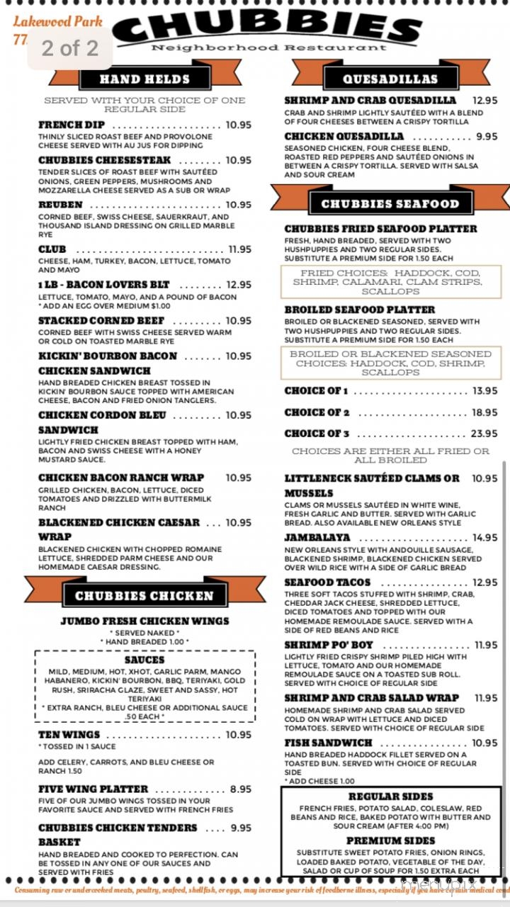 Chubbies - Fort Pierce, FL menu_pic