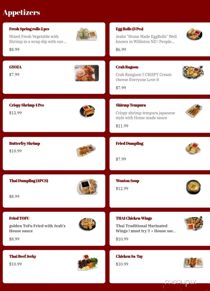 Jeab's Thai Food - Sidney, MT menu_pic