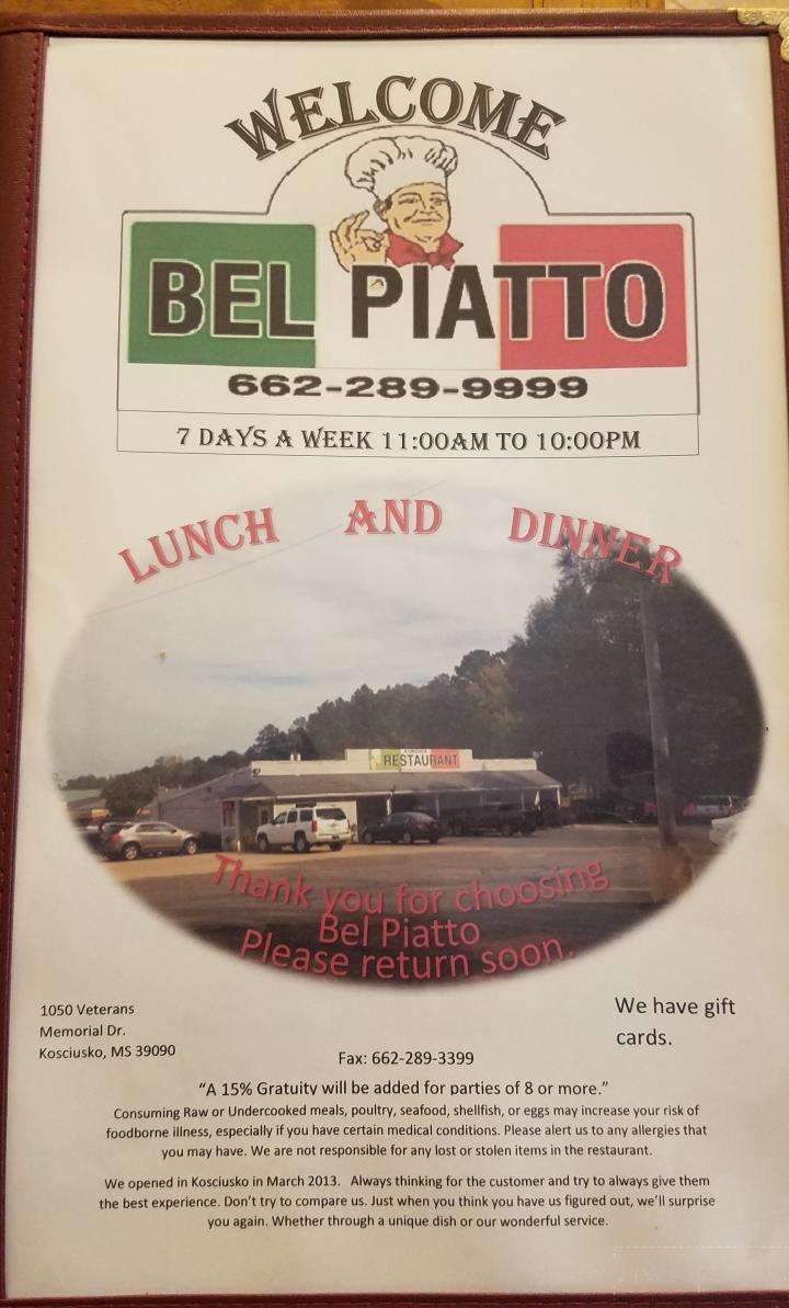 Bel Piatto - Kosciusko, MS menu_pic