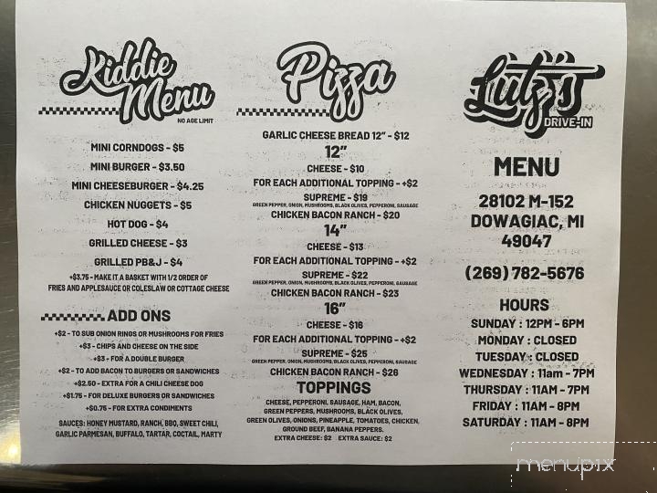 Lutz's Drive In-MJS - Dowagiac, MI menu_pic