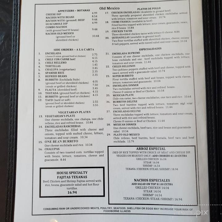 Old Mexico Mexican Restaurant - Moultrie, GA menu_pic