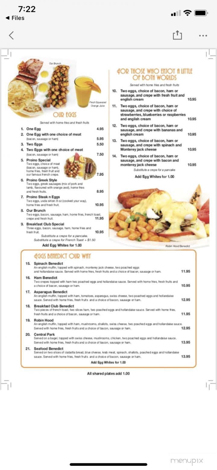 Proino Breakfast & Lunch - Clearwater, FL menu_pic