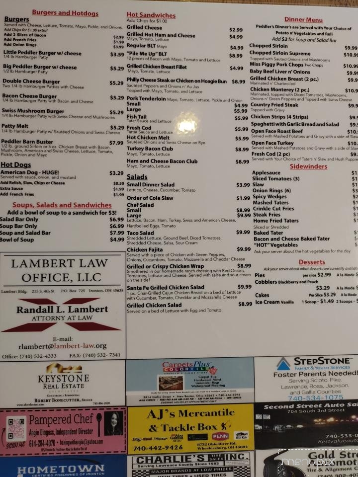 Peddler's Home Cooking - Ironton, OH menu_pic