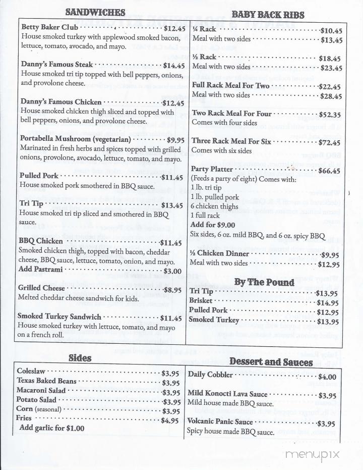 Danny's Roadside Kitchen - Lower Lake, CA menu_pic