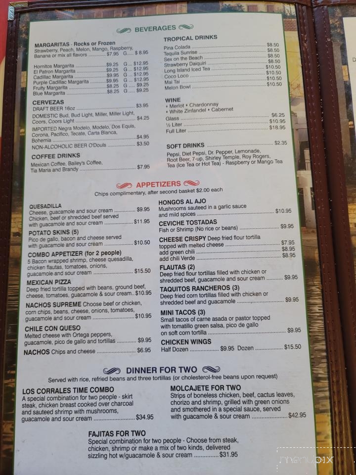 Los Corrales - Pinetop, AZ menu_pic