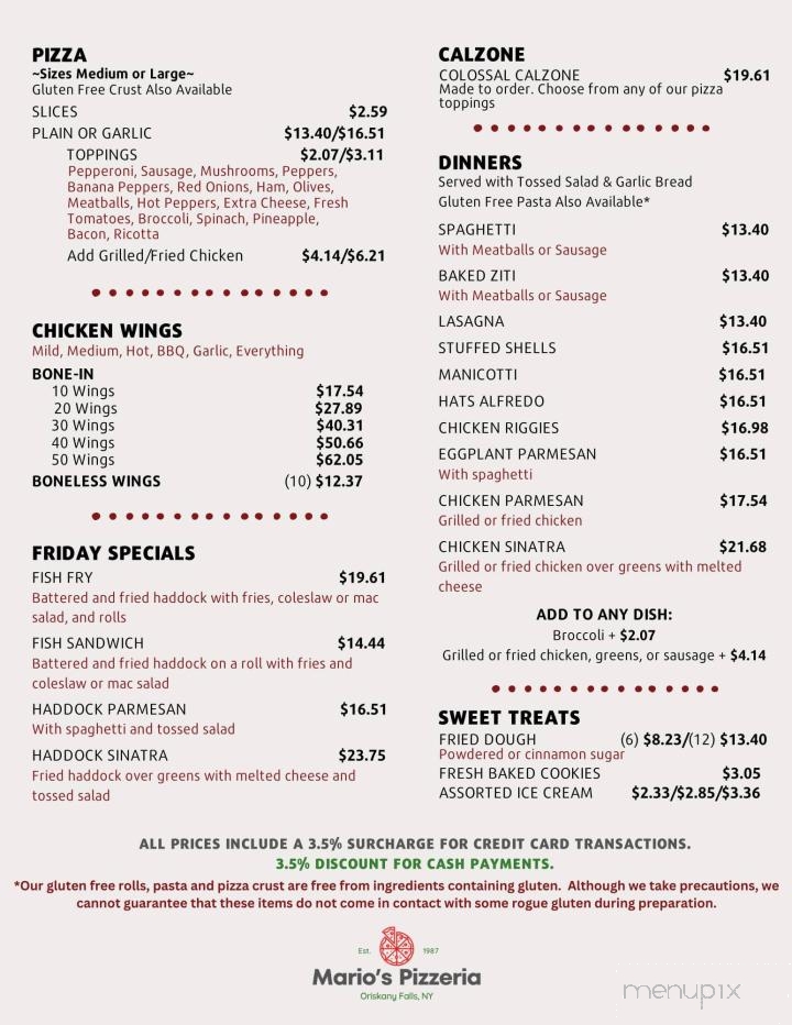 Mario's Pizzeria - Oriskany Falls, NY