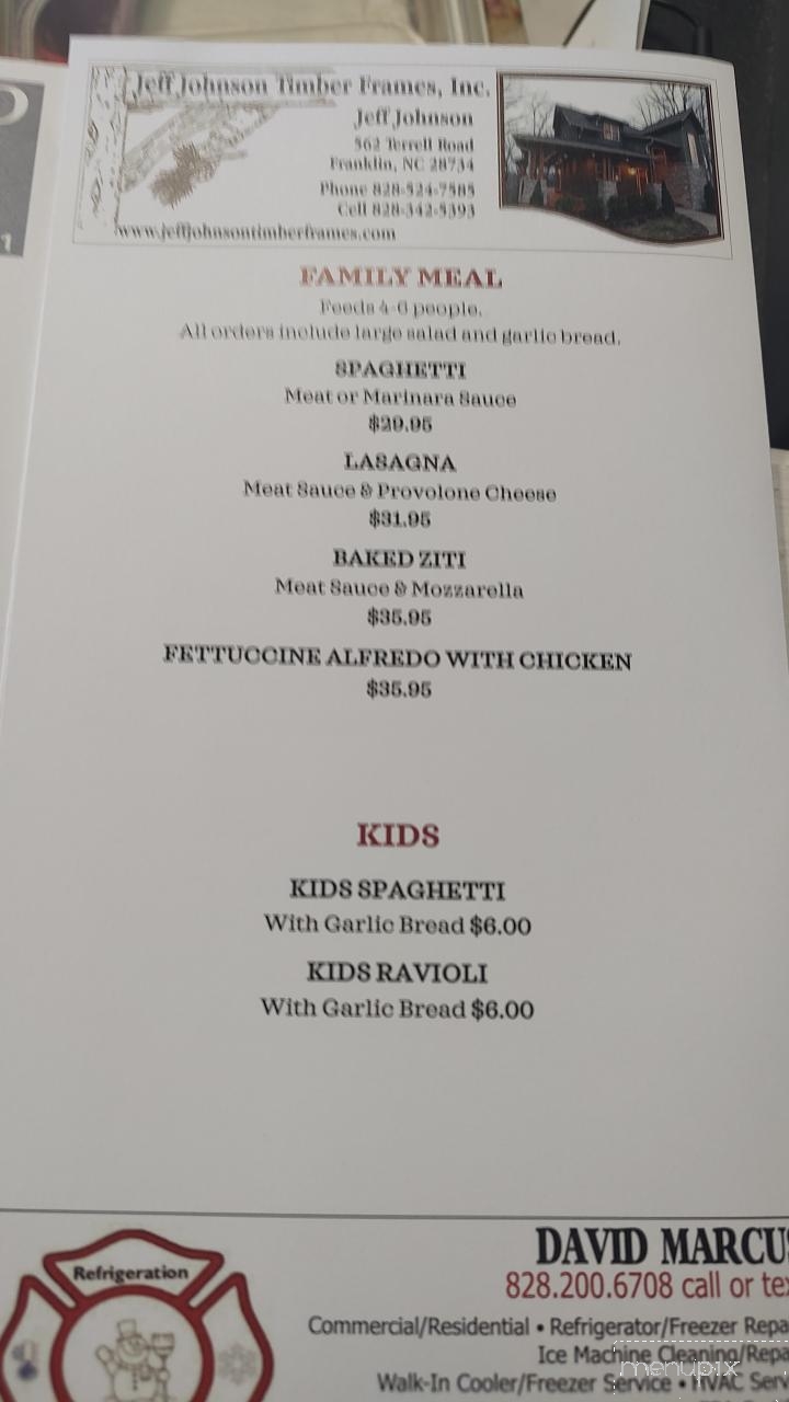 Gondolas - Franklin, NC menu_pic