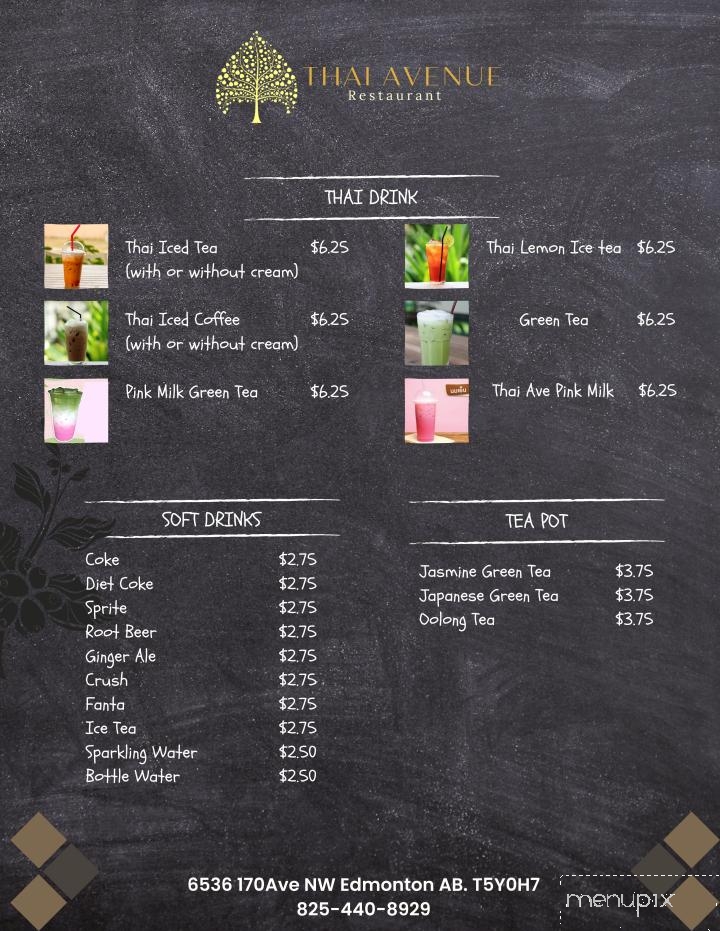 Thai Avenue Restaurant - Edmonton, AB menu_pic