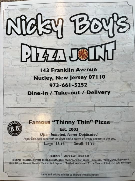 Nicky Boy's Pizza Joint - Nutley, NJ