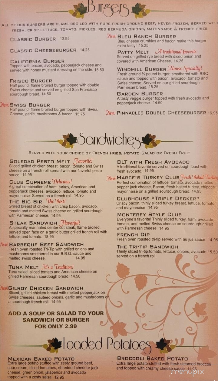 Windmill Restaurant - Soledad, CA menu_pic