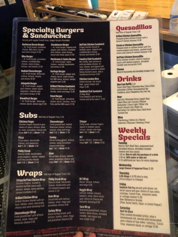 The Bear Brick - Little Valley, NY menu_pic