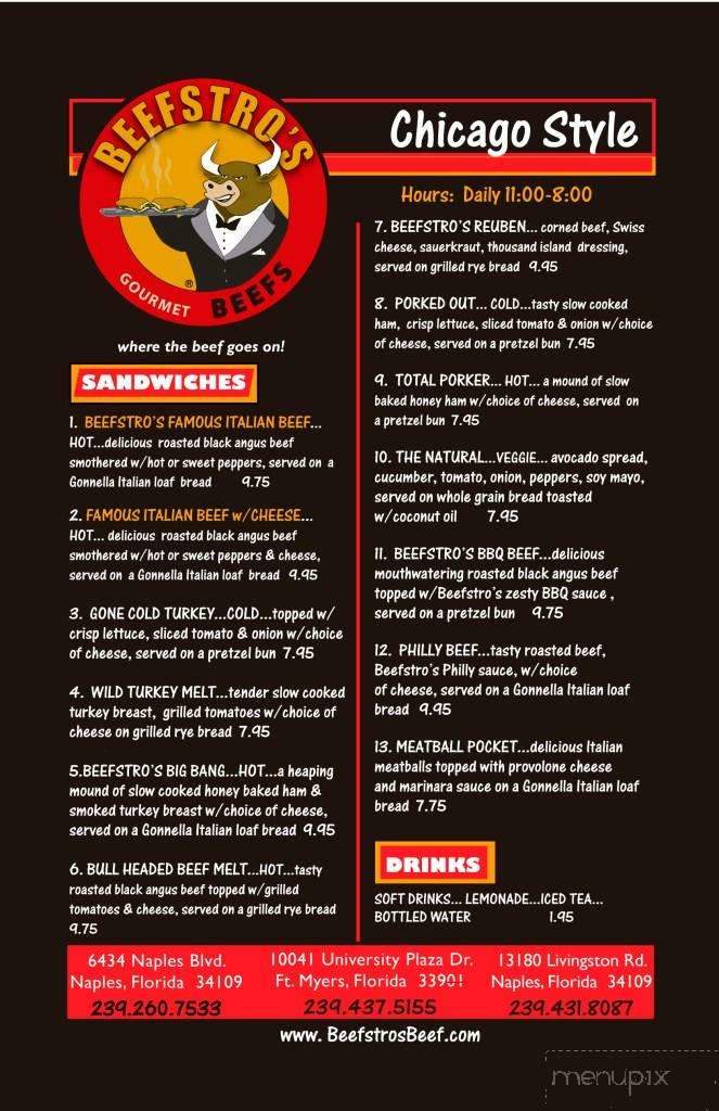 Beefstro's Gourmet Beefs - Naples, FL menu_pic