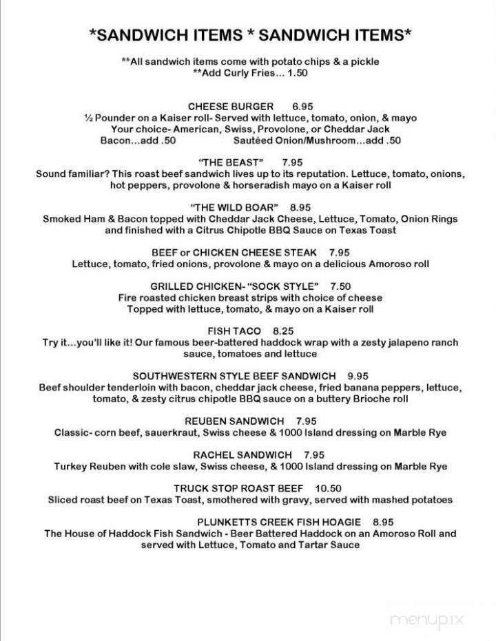 Pier 87 - Montoursville, PA menu_pic