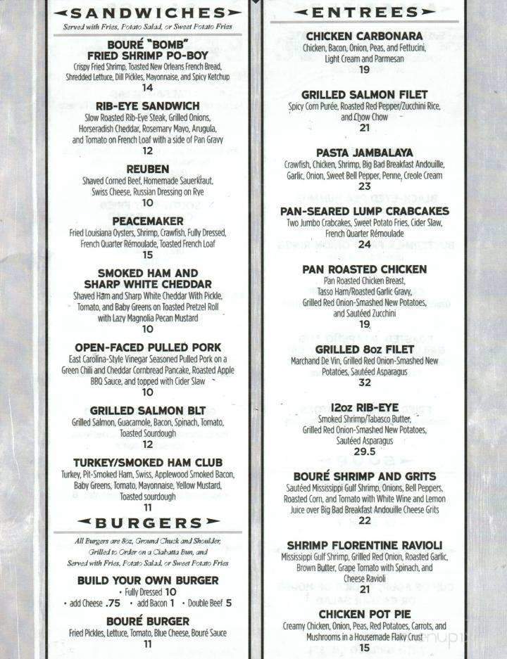 Boure' - Oxford, MS menu_pic