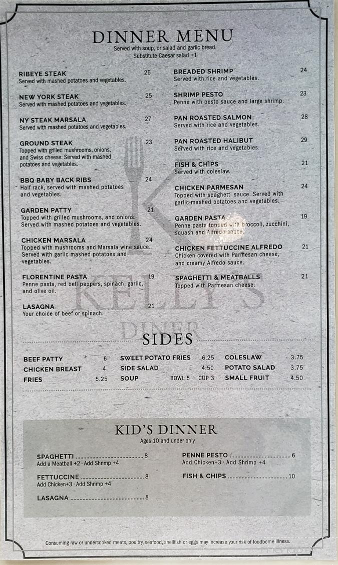 Kelly's Diner - Willits, CA menu_pic